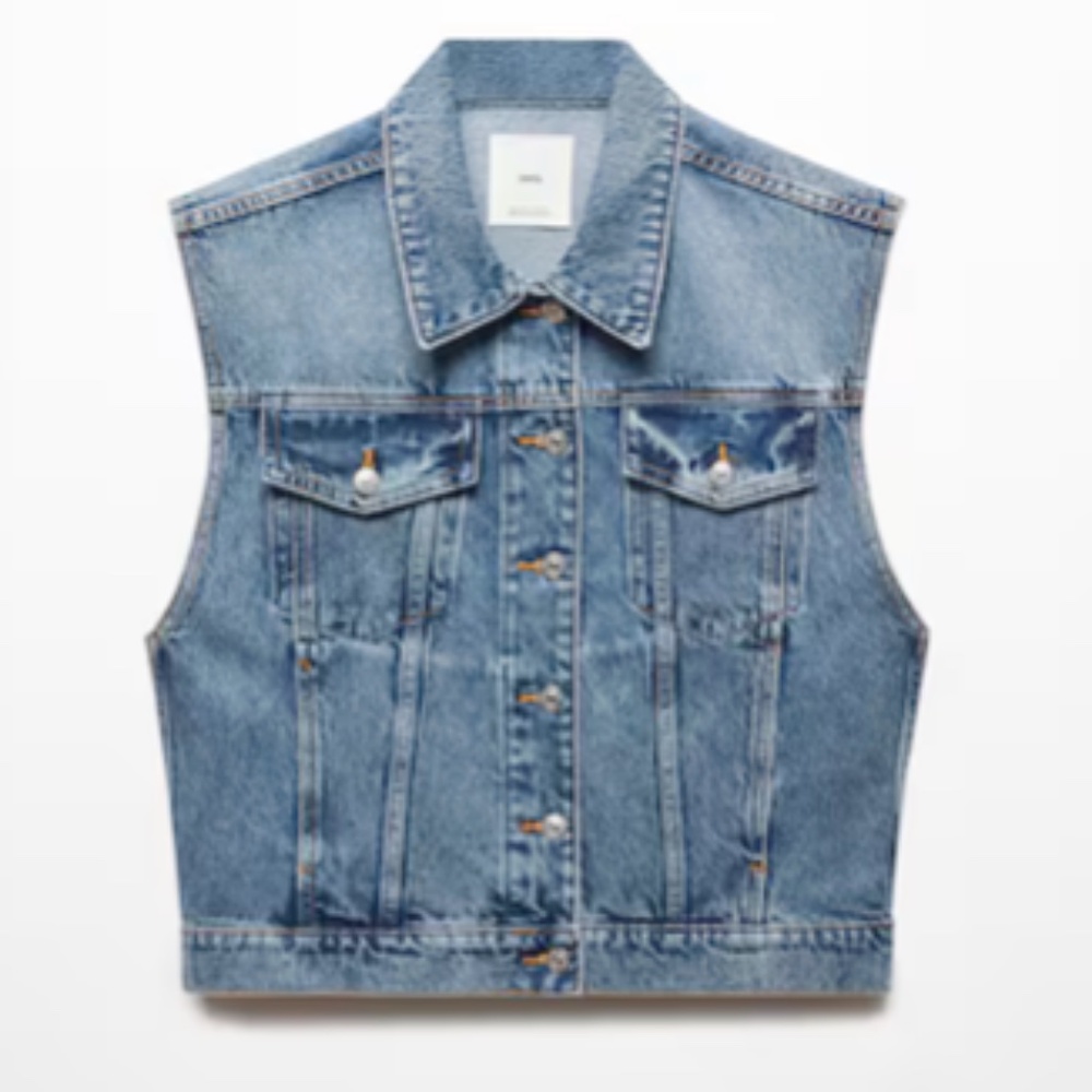 Mango Oversized denim gilet vest size Small